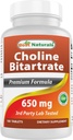 Nejlepší Naturals Choline Bitartate 650 mg (Non- GMO) pro zdravou kognitivní funkci mozku 180 tablet