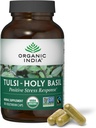 ORGANIC Tulsi Thánh Basil Capsules - Thánh Basil trích dẫn, Herbal chaption, Immune Proprosolation, stressn, Vegan, Gluten- Free, Kosher, Kosher, ENGO - 180 Capsules