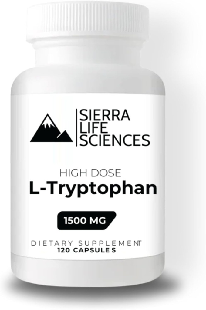1500mg Yüksək Dose L-Tryptophan Max Easy-to-Swallow Capsules / Gluten-Free, Qeyri-GMO | 40 Xidmət (Tek)
