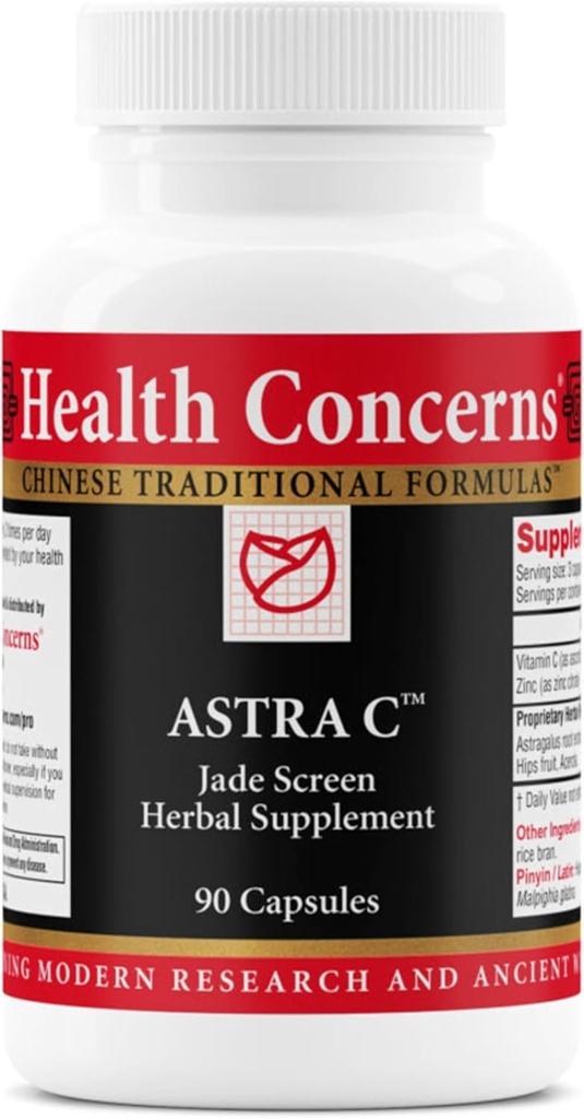 Sağlık Astra C – Immune Support, Cold Prevention & Antioksi Formula – C, çinko, Astragalus, Atractylodes, Rose HIPS & Acerola – Doğal Çin Herbal Supplement – 90 Capsules