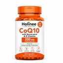 Holinee CoQ10 200mg, Coenzyme Q10 Supplement with Trans-Resveratrol & B Vitamins – Cellular Energy & Antioxidant Support – Daily Wellness Supplement – 60 Capsules
