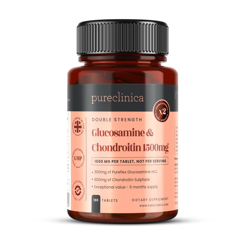 pureclinica High Strength 1500mg Glucosamine HCL & Chondroitin x 180 Tablets