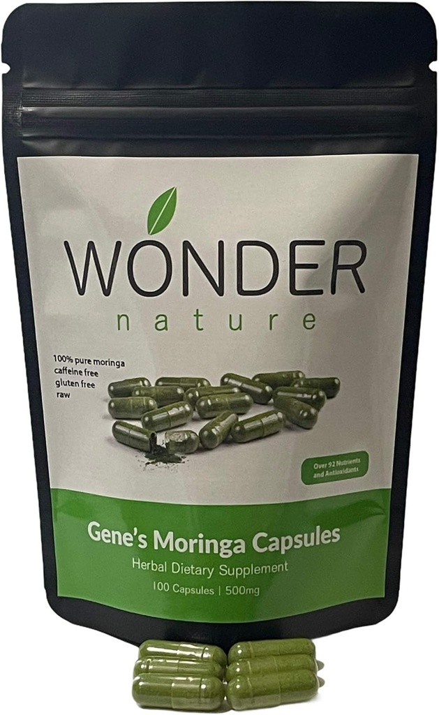 Gene's Moringa Fine Green Powder 100 Veg. Kapseln, hohe Potenz, Energie Fokus und Alarm, Immun Systym erhöhen
