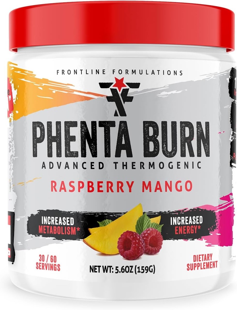 Phenta Burn, Increased Energy dan Endurance, Amazing Flavors, Veteren Owned dan beroperasi (60 Pelayan, Raspberry Mango)