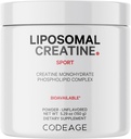 Codeage Liposomal Creatine אבקת תוסף, Pure Creatine Monohydrate 5000 מ"ג, Pre Workout & Post Workouts - Unflavored Creatine, אבקת קריאטין מיקרוסקופית - קריטינין עבור ספורט - 30 משרתים