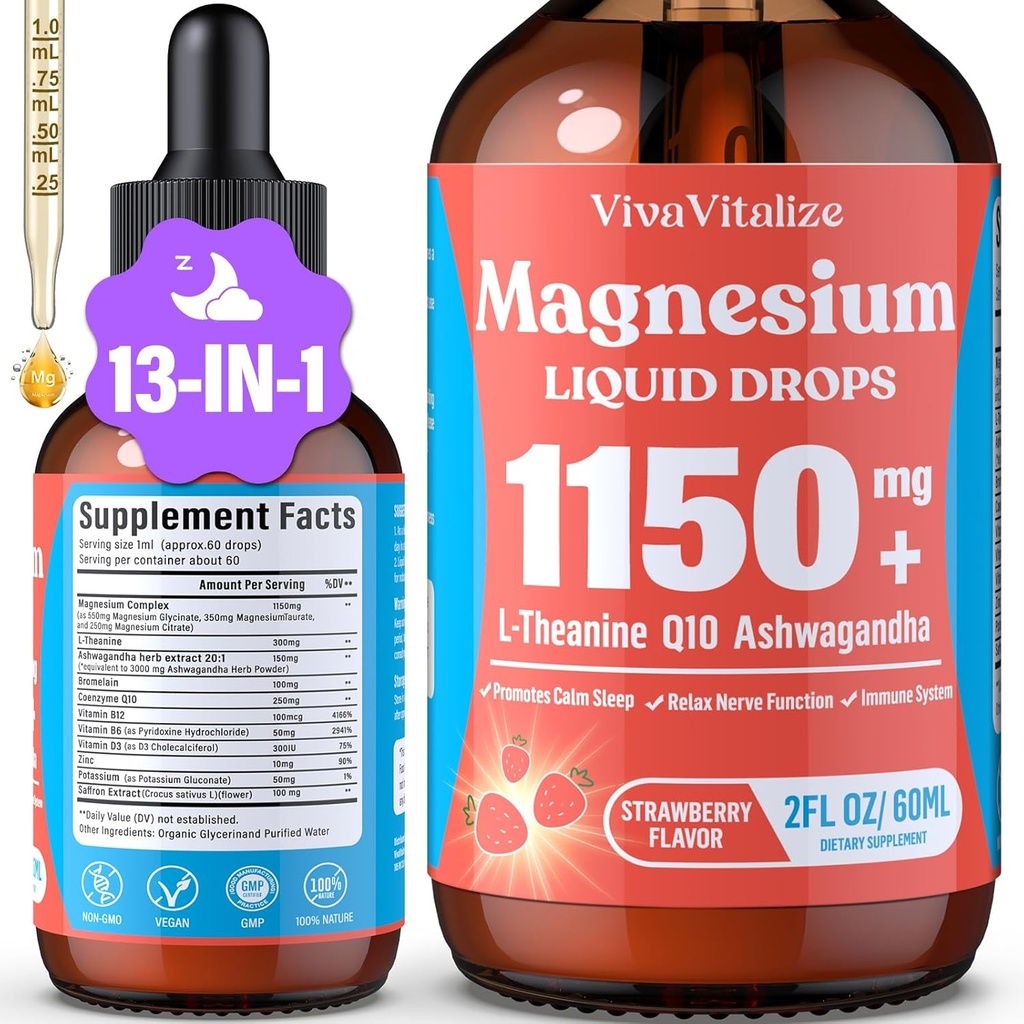 Magnézium Glicinate Liquid, Triple Magnézium Complex Liquid Drop, Magnézium Taurate & Citrate Liquid for Felnőttek számára