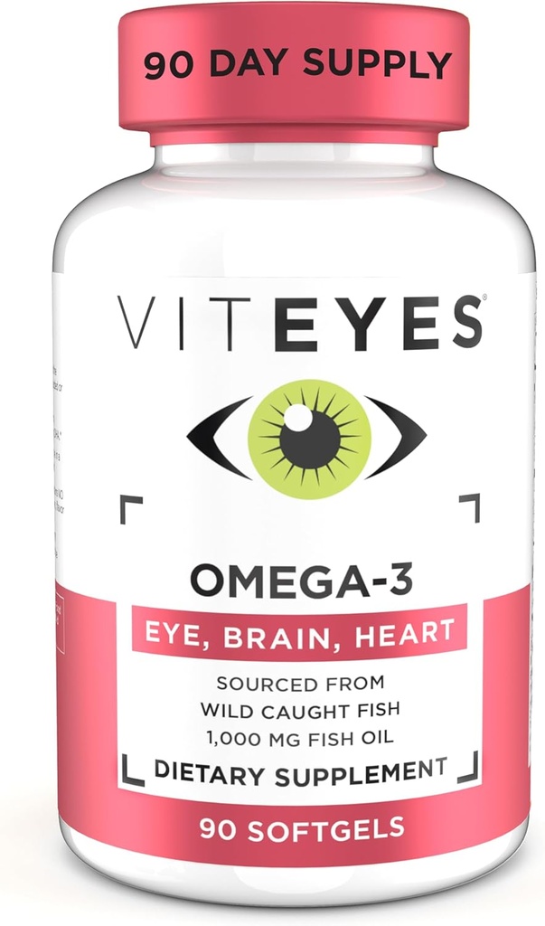 Viteyes Omega-3 Vision Health Supplement, EPA & DHA Rich Dietary Suftgels, 90