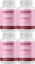 BESTVITE C 1000mg (480 Vegetarian kapsulak) (120 x 4) Citrus Bioflavinoids - No Stearates - Vegan - Ez GMO - Gluten Free
