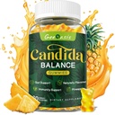 Candida støtte Oregano olje gummier, Candida Cleanse Detox Supplement for kvinner og menn, støtte Gut helse og immun støtte, Naturlig Pineapple Flavor, 60 greve