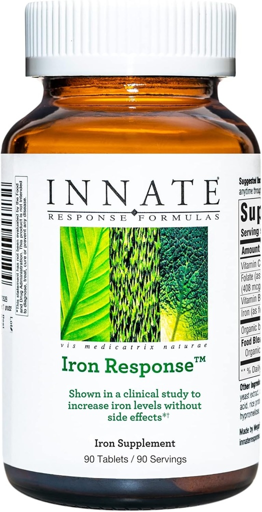 INNATE Response Response Iron Response - Denní doplněk železa - Klinicky zobrazeno ke zvýšení hladiny železa - Vegan, Non-GMO, a Kosher - Made Without 9 Food Alergens - 90 tablet (90 porcí)