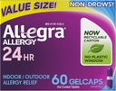 Allegra Felnőtt 24- Óra Allergia Relief Gelcaps, Non-Drowsy Belső- és Kültéri Allergia Medicine, 180 mg Fexofenadine HCI Antihisztamin Pill, 60- Count