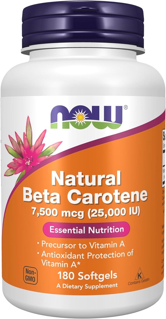 Sekarang Suplemen Makanan, Natural Beta Carotene 25,000 IU, Nuklir Escalypse, 180 Softgels