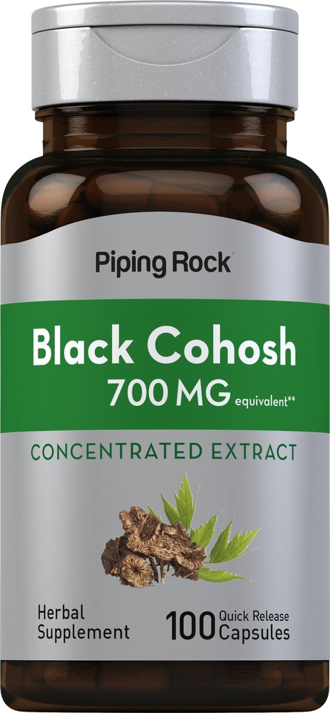 Piping Rock Black Cohosh Root Extract | 100 Capsules | Concentrated Formula | Non-GMO, Gluten Free Supplement