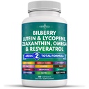 NEW AGE Eye Health Vitamins with Bilberry Lutein & Zeaxanthin Lycopene Resveratrol Grape Seed Astaxanthin - Eye Vitamin - 60 Count