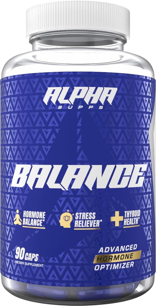 Alpha Supps - Balanço Alfa , suporte de nível de estresse hormonal e saudável , com Inositol e Ashwagandha , 90 Cápsulas
