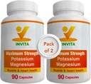 Invita Kalium Magnesium Supplement (180 capsules) Hoge Absorptie Kalium Magnesium Complex met aspartaat & Chloride - Ondersteunt Cardiovasculaire, Spieren & Zenuwgezondheid - Niet GGO & Glutenvrij