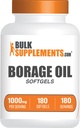 BulkSupplements.com Borage Oil Softgels - Gamma Linolenic Acid Suplimente, Borage Ulei, Borage Ulei 1000mg - Gluten gratuit, 1 Softgel per Servire, 180 Conte (Pachet de 1)