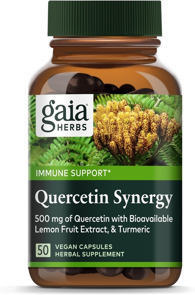 Gaia Herbs Quercetin Synergy - Palaiko imunitetą - su Lemon vaisių ekstraktu - 50 Vegan kapsulių (50 dienų tiekimas)
