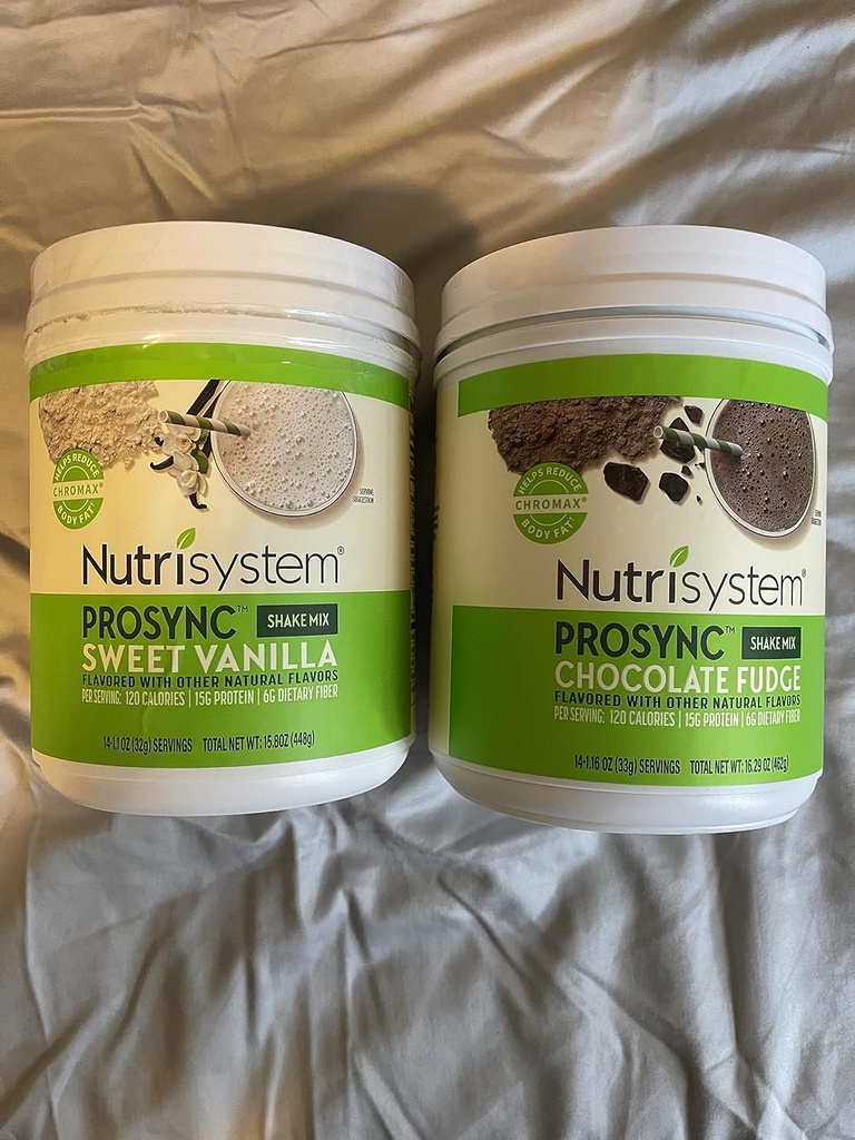 Nutrisystem Nutrisush Probiotic Shakes Czekoladowy Fudge i Sweet Vanilla Shake Mix - Protein & Probiotics Support Digestive Bust Belly Bloat 2 Kontenery 16.3 oz. każdy 28 Sługi, (Pack of 2)