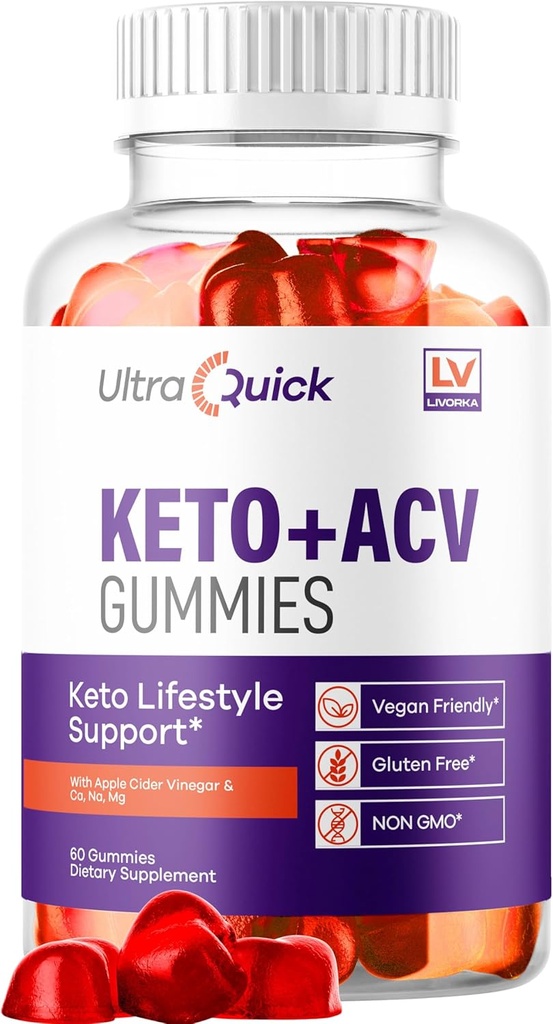 LIVORKA Ultra Quick Keto ACV Gummies - Ultra Quick Gummies, UltraQuick Keto Plus ACV Gummies, Ultra Quick Keto ACV Gummies Support, UltraQuick Keto ACV Gummies, UltraQuick, 60 Gummies per 1 Mese
