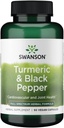 Swanson Premium- Kurkuma '&' Black Pepper - Antioxidant, Digestie '&' Gezamenlijke ondersteuning - 90 Veg Caps