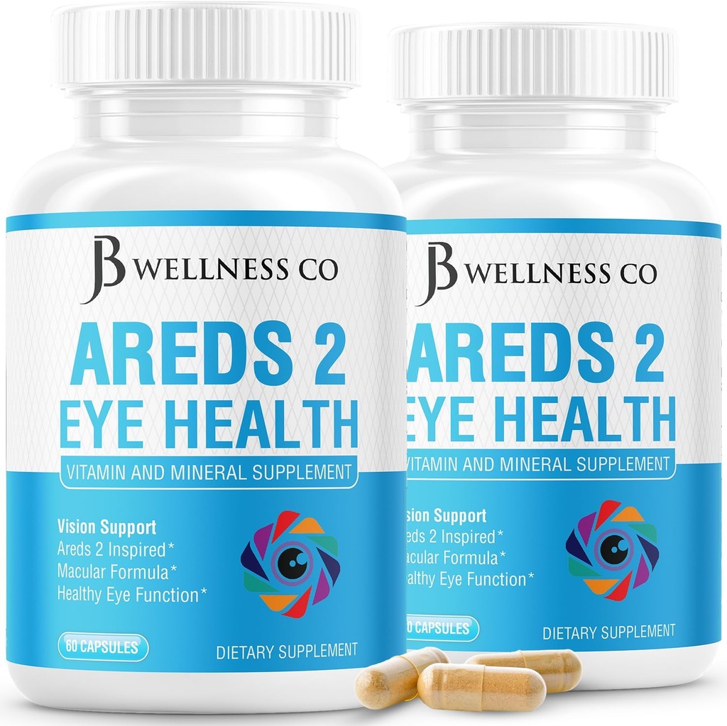 JB Wellness AREDS 2 Eye Vitamina & Suplemento Mineral, contém Lutein, Vitamina C, Zeaxanthin, Zinco e Vitamina Melhorar Suplemento Visão - 120 contagem