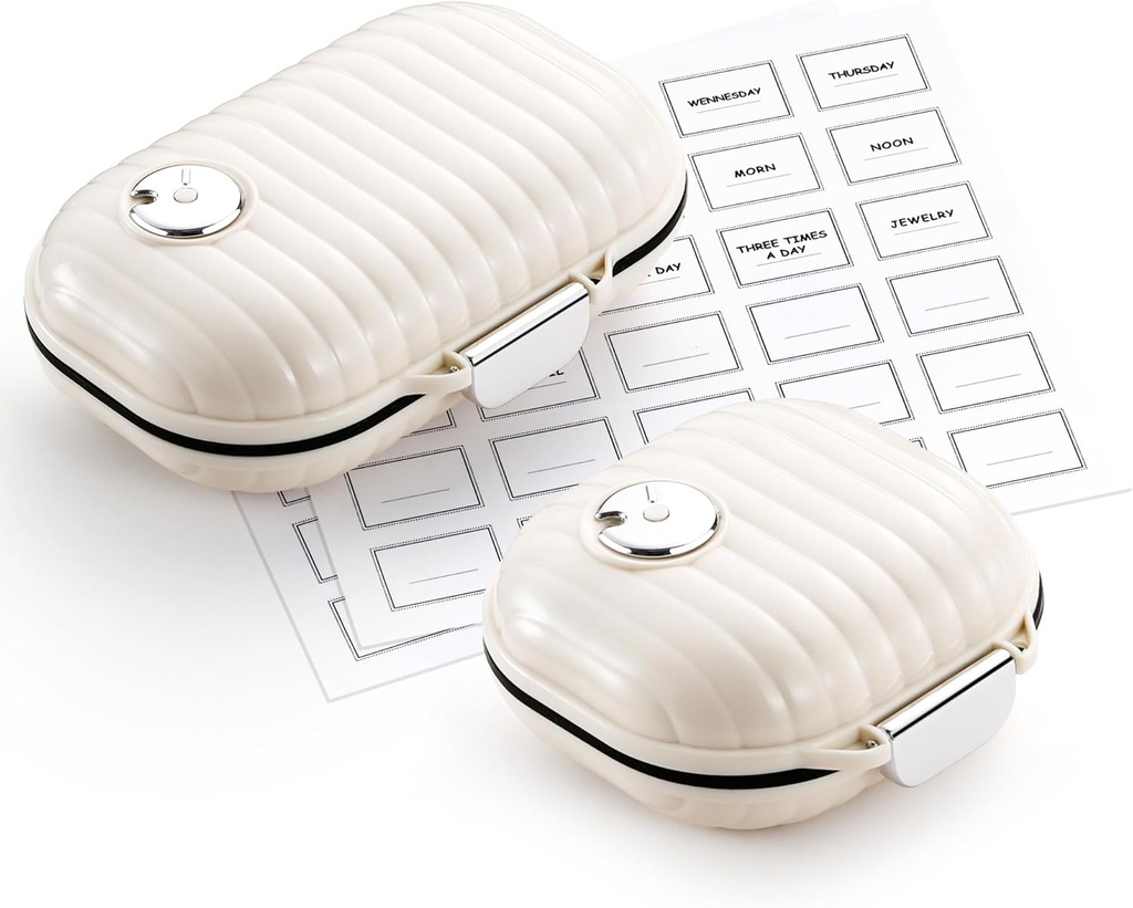 Zannaki Pill Case Portable Small Weekly Travel Pill מאורגן, Moisture Proof Pill Box Holder for Purse, Daily Pocket Pharmacy Medicine Container for ויטמין, שמן דגים, תוסף קטן + גדול גדול