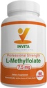 INVITA L-Methylfolate - Professional Strength Active Methyl Folate - 5-MTHF Supplement for Energy, Mood & Immune Support - Non GMO, Gluten Free, No Fillers (7.5 Mg)