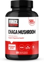 ForCE FacTOR Chaga Mushroom Capsules, Mushroom Suplemen untuk Mendukung Kesehatan Gut dan Ditraffic, Dibuat dari Jamur Nyata, Vegan, Non- GMO, 120 Capsules