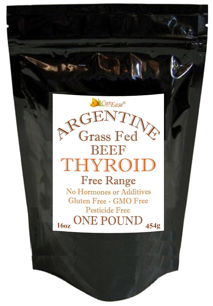 CurEase Beef Thyroid Powder - Argentine Grass Fed & Finished (16oz) Pound 1lb 908 portioner