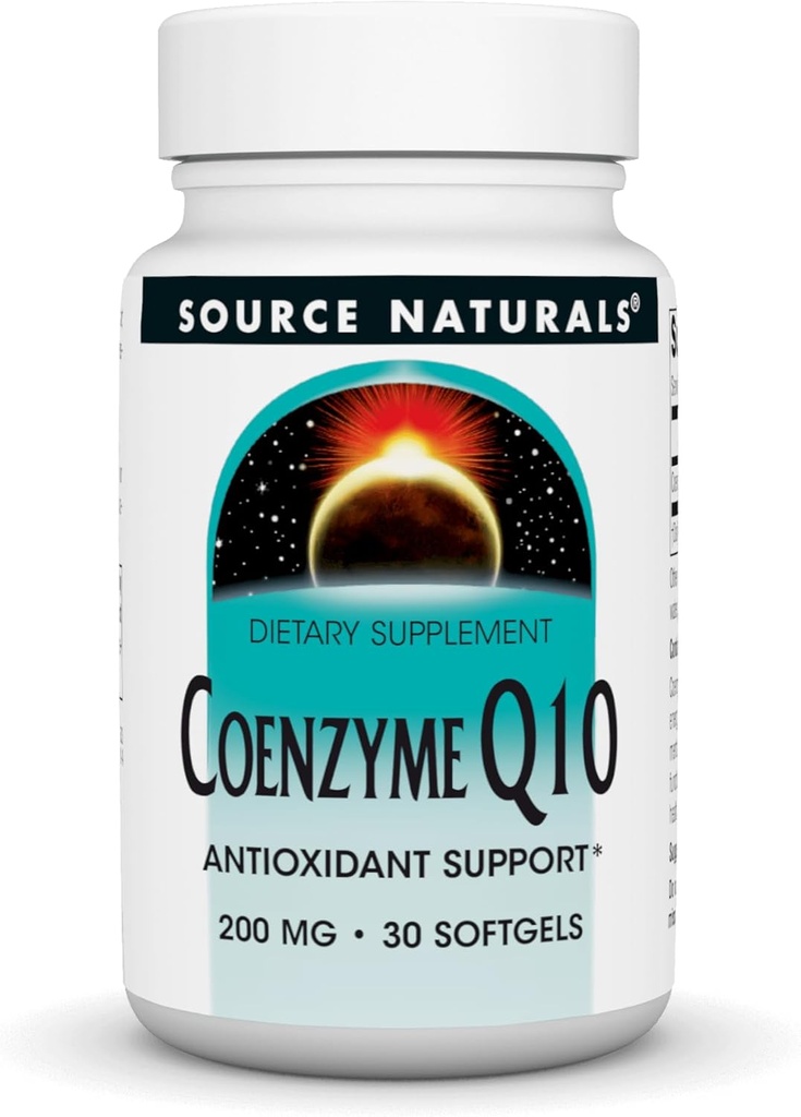Source Naturals Coenzyme Q10 Support antioxydant 200 mg pour le coeur, le cerveau, l'immunité et le foie - 30 Softgels
