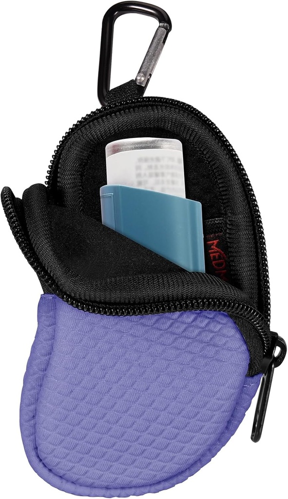 Neoprene Asthma Inhaler Holder, protettivo portatile viaggio pratico Holster, leggero Carrying caso con clip Carabiner e tasca Mesh dentro, Inhaler non incluso (solo Case) (Violet)