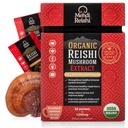 Organic Reishi Mushroom Extract Fruiting-Body Powder 35% Beta Glucan – 100% Pure, Premium and Organic –30 Servings–Ganoderma Lucidum, Lingzhi, Tea
