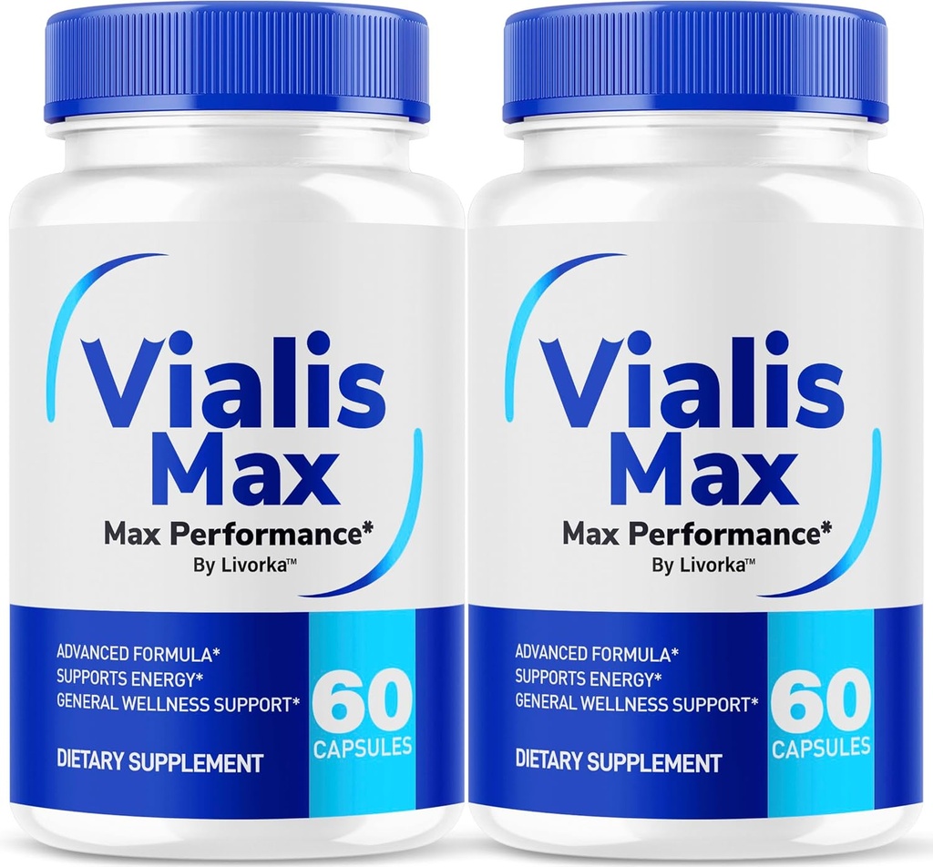 (2 Pack) Vialis Max Pil untuk Pria - Vialis Resmi Vialis Max Premium Pria Dukungan Formula untuk Energi Akting Cepat, Endurance dan Performance, VialisMax Capsules Advanced Formula, 120 Capsules selama 2 Bulan