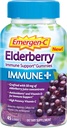 Emergen-C Immune + Elderberry Gummies, 750 mg Vitamina C con vitamina D, Zinc e electrólitos, Suplemento dietético de soporte inmune, cafeína libre, glute libre, sabor de avea - 45 Conde