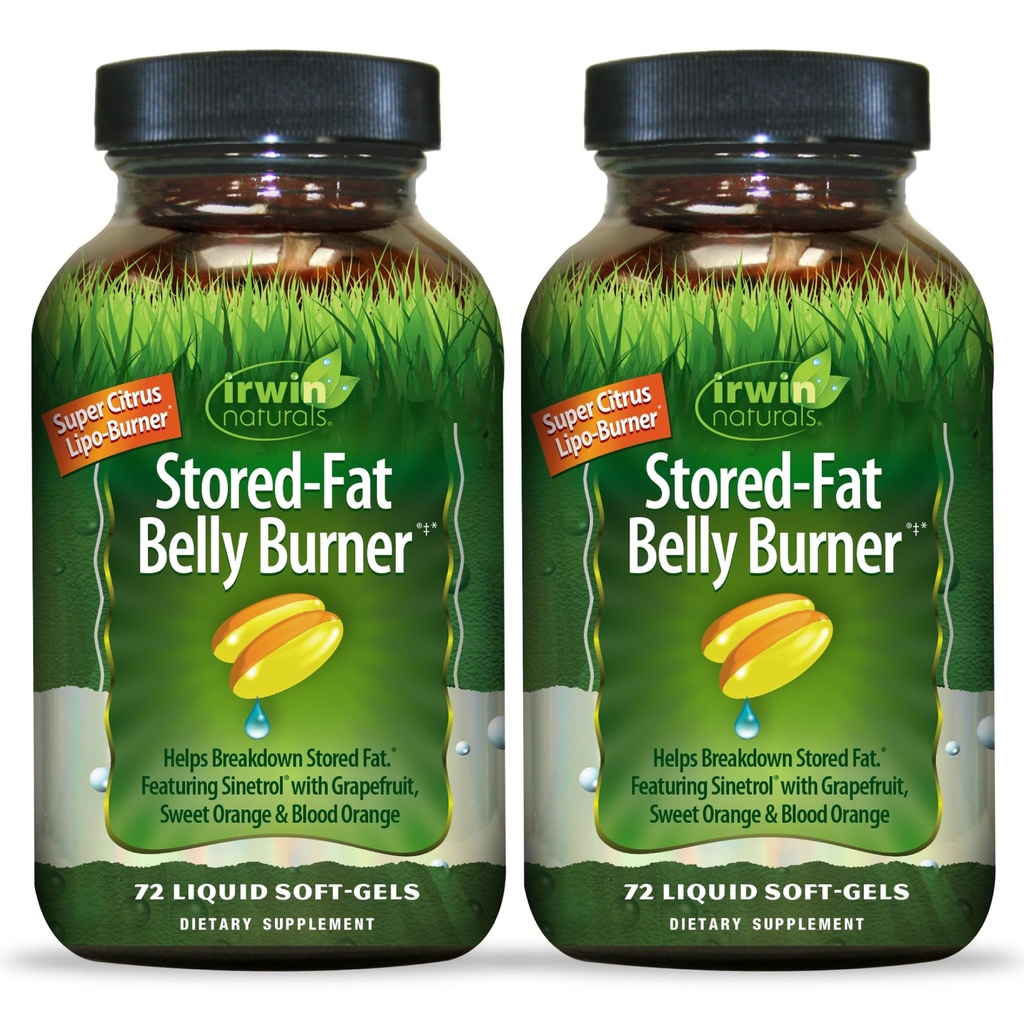 Irwin Naturals Stored-Fat Belly Burner - 72 Liquid Soft-Gels, Pack of 2 - Helps Support The Breakdown of Stored Fat - 48 Total Servings