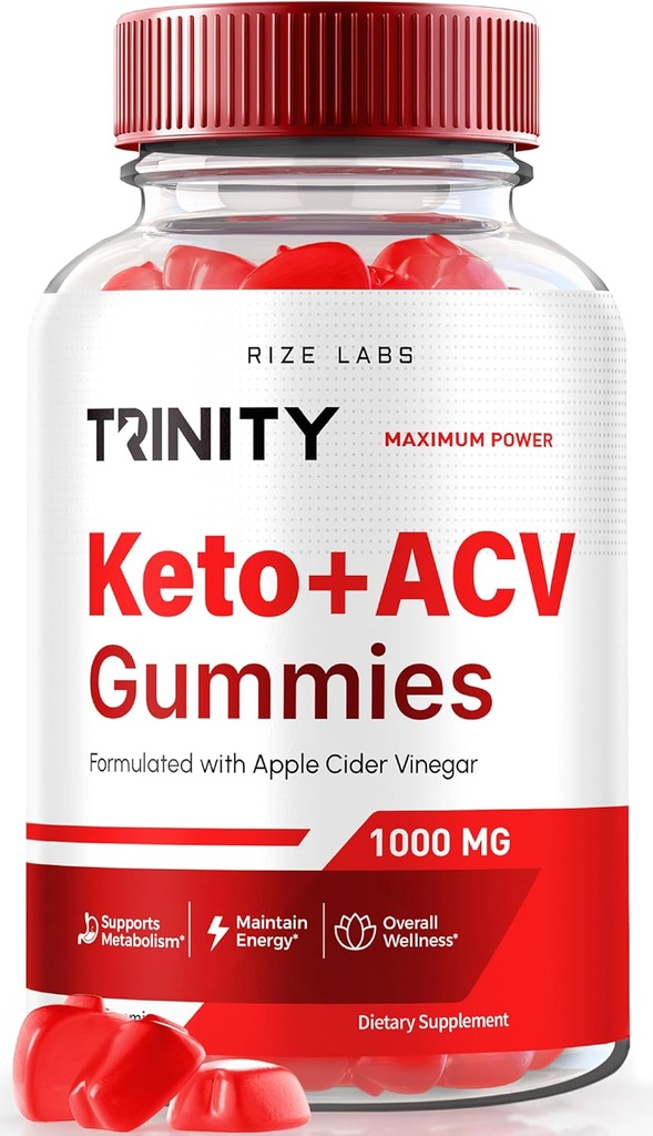 rize labs - Trinity Keto+ACV Gummies for avansert vekttap, Alle naturlige Apple Cider Vinegar Supplement, 500 mg (60 Gummies)