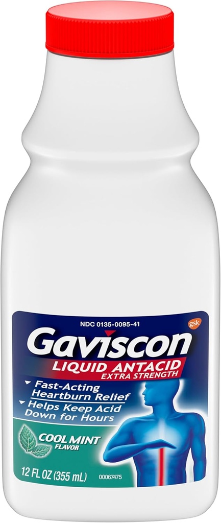 Gavisconuncon ex strength Cool Mint Liquid Antacid dành cho việc cứu trợ tim bị cháy nhanh, 12 cửa hàng