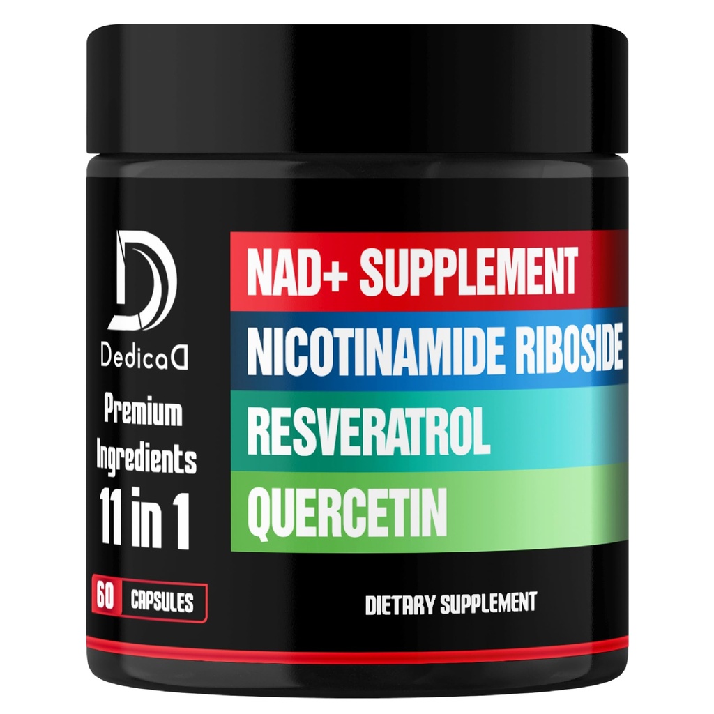DEDICAD 11in1 NAD Supplement with Nicotinamide Riboside, Quercetin, Resveratrol and 8 More - 2 Month Supply