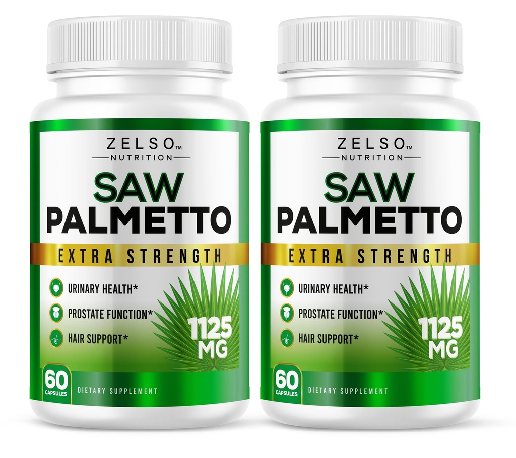 (2 Pack) Saw Palmetto Prostate Supplement for Men, 3-in-1 Benefits, DHT Blocker Hair Growth and Beta Blocker, Urinary Health, Prostate Function Support, 2 Month Supply