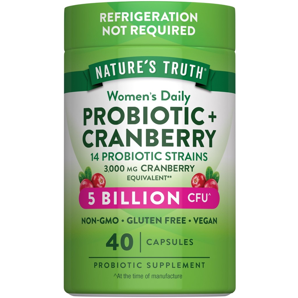 Nature's Truth Probiotics for Women | 5 Billion CFUs Daily | 40 Vegan Capsules | with Cranberry | Non-GMO & Gluten Free | No Refrigeration Needed