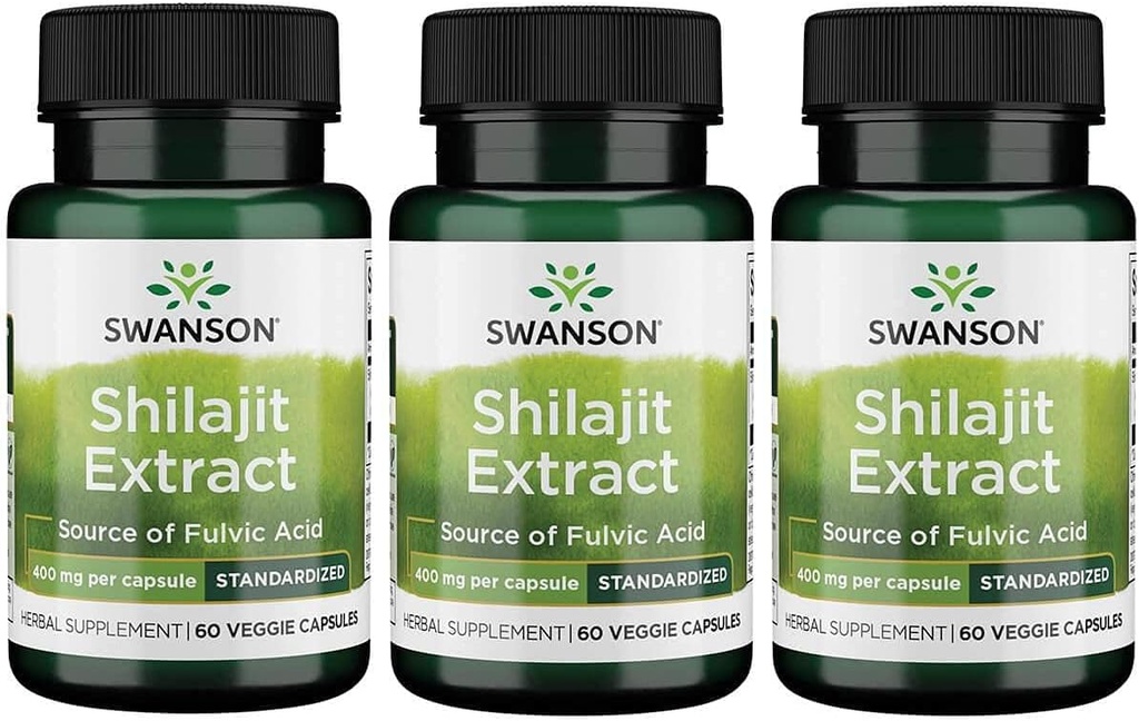 Swanson Shilajit Extreu - Helbal suplementari Implementació del Creixement de cel· la - Fórmula natural per a la salut global - (400 miligrams 60 Vieg Capsules) 3