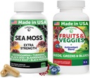 Lunakai USA Made Superfood Fruits & Veggies Supplement & Irish Sea Moss Bundle with 4 Blends, Black Seed Oil & Ashwagandha for Immune & Wellness 서포트