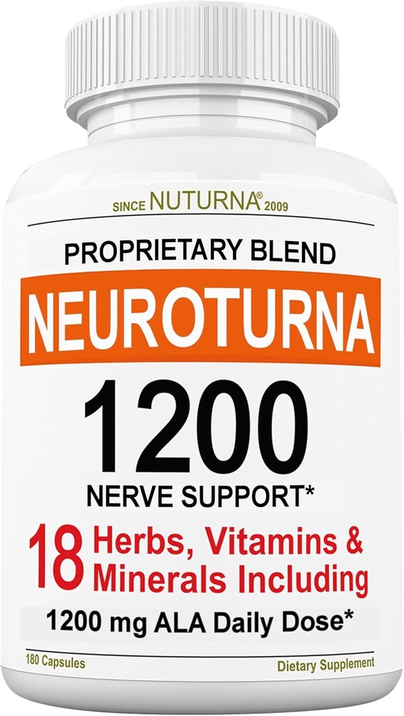 Neuropatia Supplement Supplement with 1200 mg Pure Alpha Lipoic Acid - Maksymalna wytrzymałość formuła Nerve Fortify Nerves in Fingers, Hands, Toes, & Feet - Najlepsze naturalne Nerve Relief Support - 180 Kapsułki