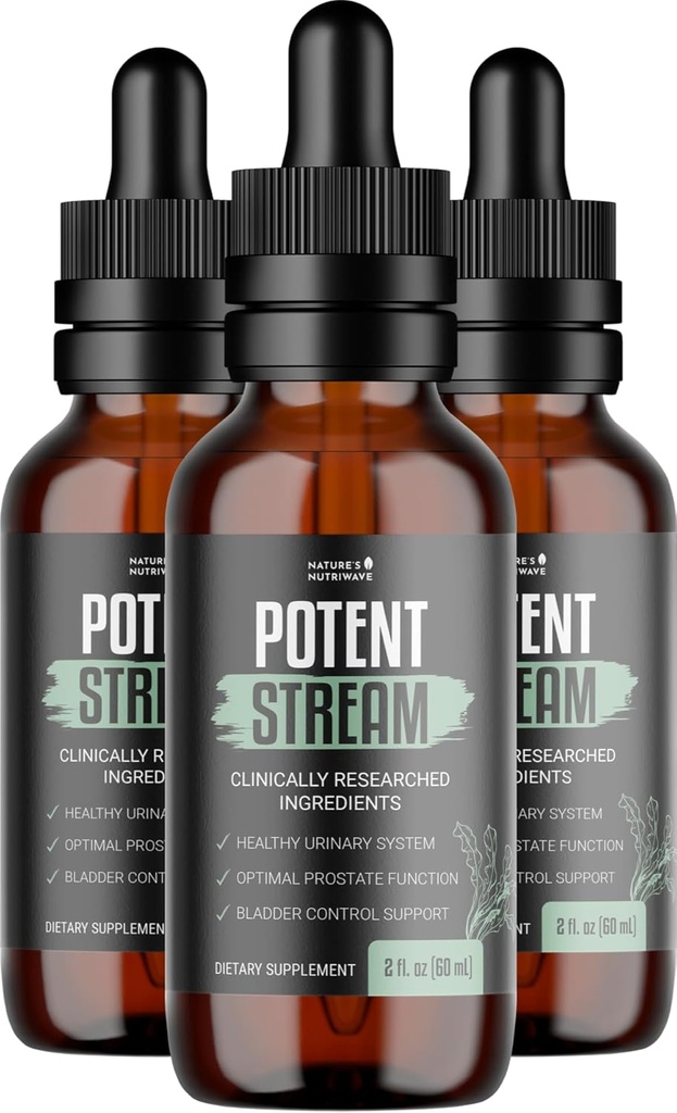 PotentStream Drops - Original Formel, Natural Liquid Supplement med växtextrakt | 100% naturlig, tillverkad i USA, 3 månaders leverans