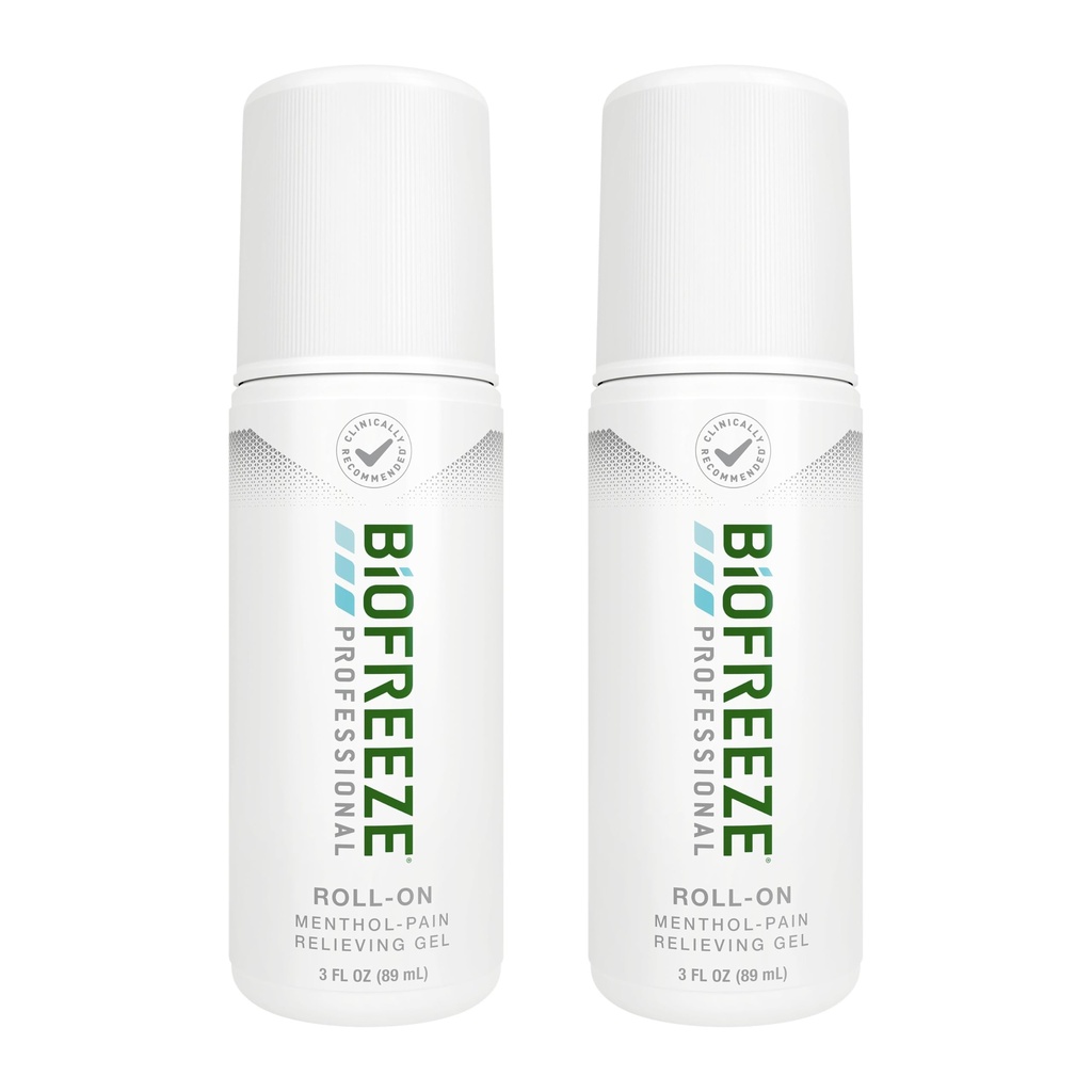 Biofreeze Professional Pain Relief Roll On, Knee & Lower Back Pain Relief, Arthritis Pain Reliever, Neck Pain Relief, Cooling Joint Pain Relief, Roll-On Menthol Gel 3 Fl Oz (Pack of 2)