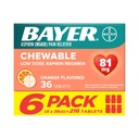 Bayer Aspirin Low Dose 81 mg Chewable Tablets, Pain Reliever, Orange Flavored, 216 Tablets (6 Pack)