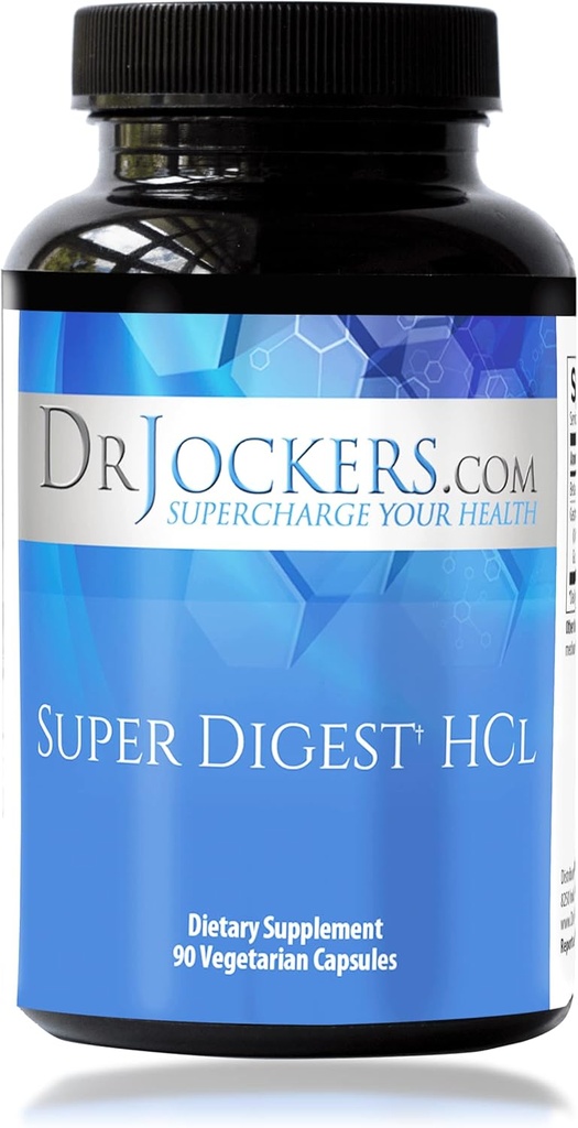 Super Digest HCL by Dr. Jockers, Gut Health Supplement, Digestive Enzymes with Betaine HCl, Pepsin, HCL Supplement, Betaine Hydrochloride, 90 Day Supply, HCL Betaine with Pepsin