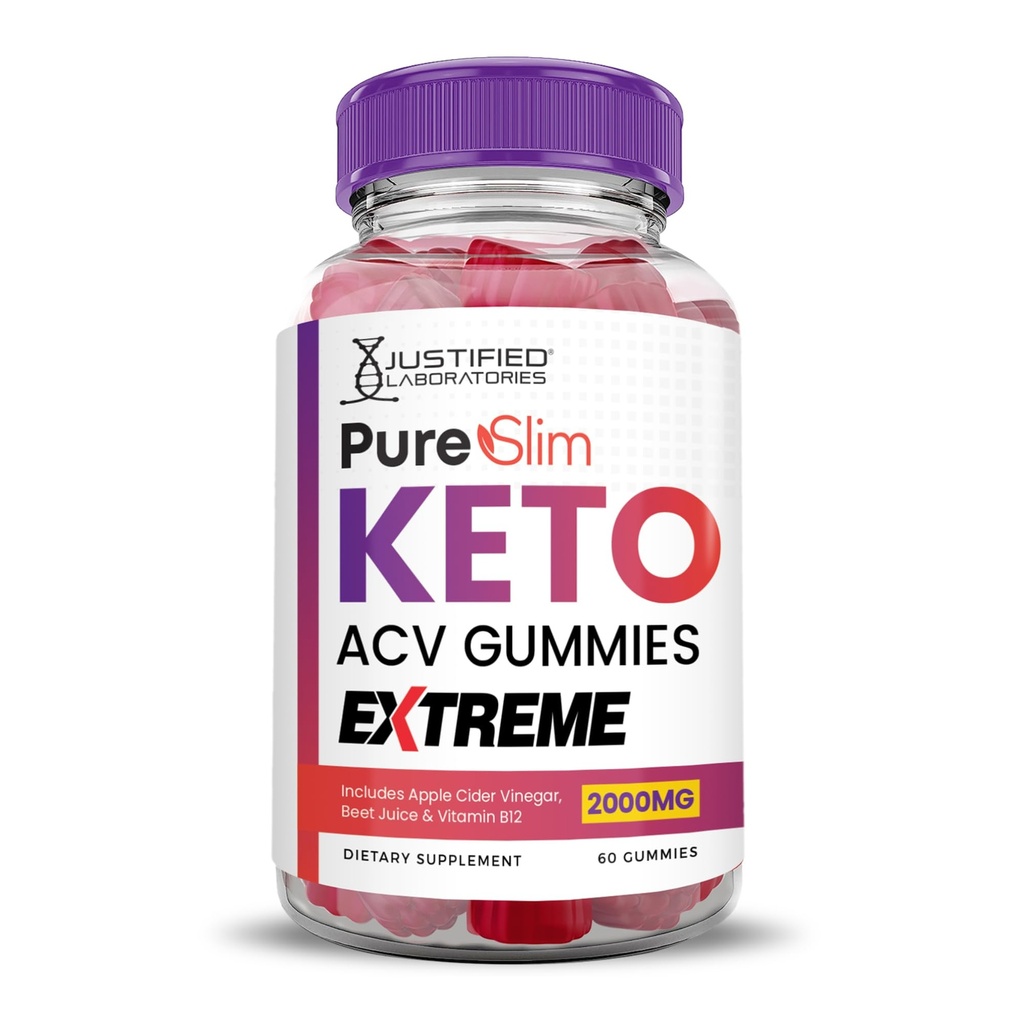 Justified Laboratories Pure Slim Keto ACV Gummies Extreme (2000 mg) - 60 Count - Made with the Mother & Vitamin B12 - Non-GMO, Vegan, Gluten Free - 30 Servings