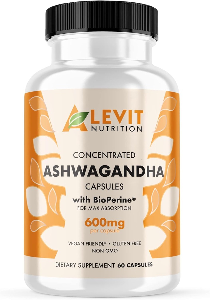 Organic Ashwagandha 600mg - 60 Count (2-Month Supply) - Vegan - BioPerine for Improved Absorption - Stress, Mood & Wellbeing Support